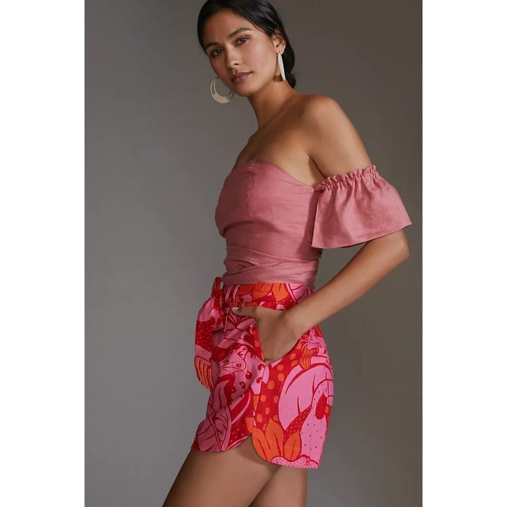 Farm x Anthropologie Tropical Print Shorts Tropical Jungle Size L NWT - Picture 3 of 11